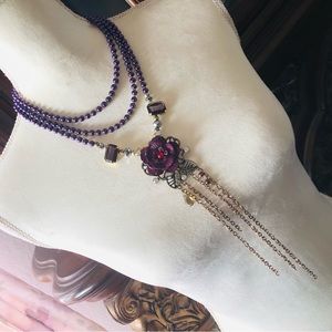 Handcrafted repurpose pendant Czech glass Pearl genuine ruby box clasp necklace